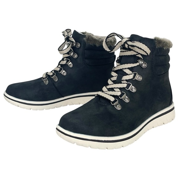 Cliffs White Mountain Hallett Black Fur Trim Womens Ankle Boots Size 7.5M - Picture 8 of 11